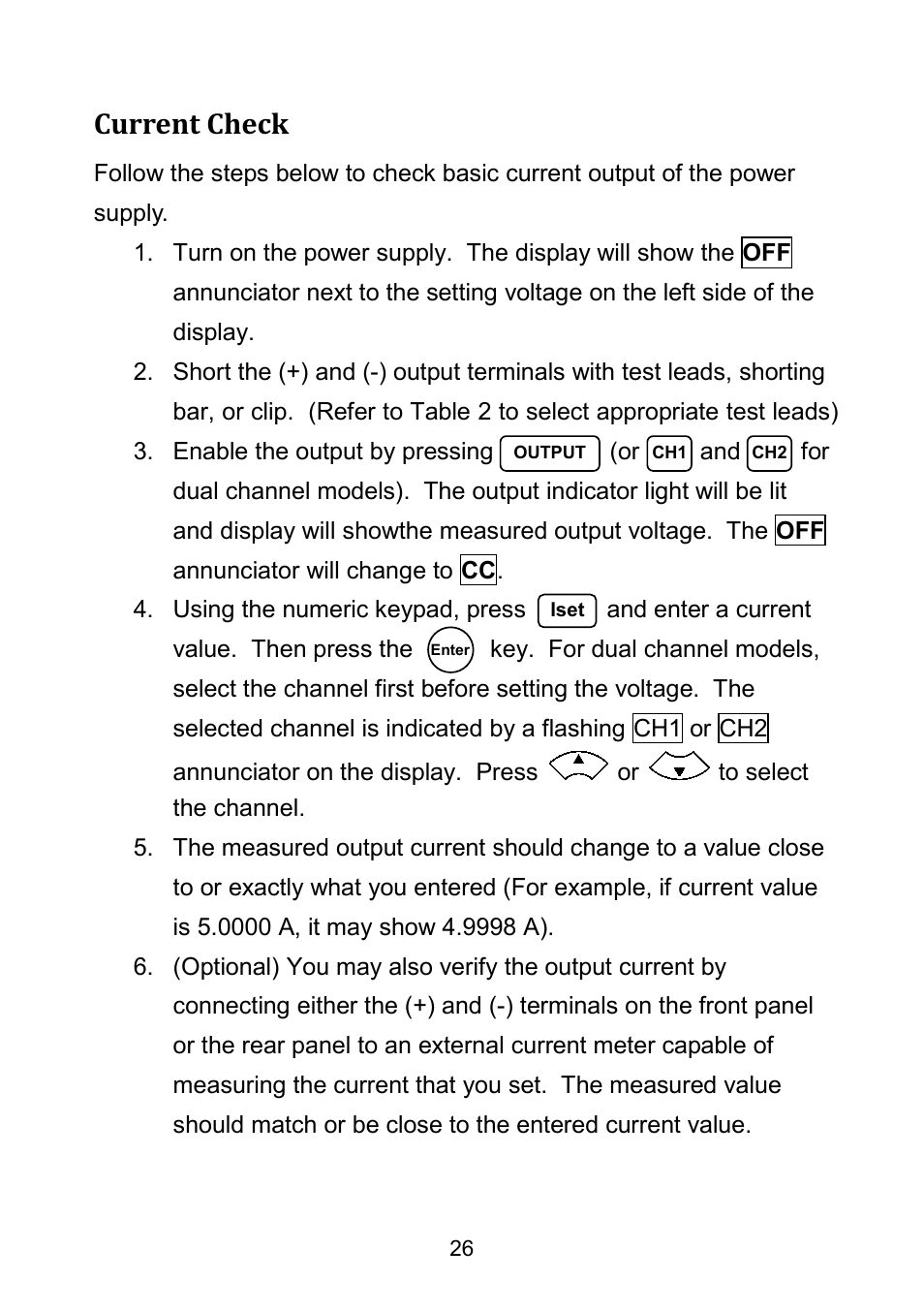 Current check | B&K Precision 9171-9174 - Manual User Manual | Page 38 / 187