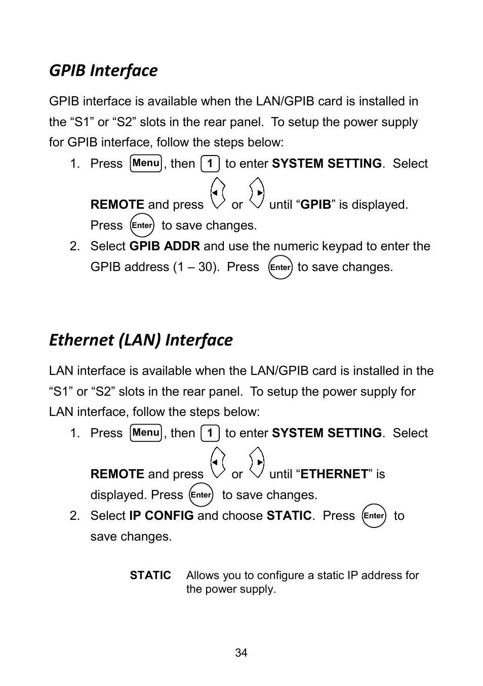 Gpib interface, Ethernet (lan) interface, Gpib interface ethernet (lan) interface | B&K Precision 9171-9174 - Manual User Manual | Page 46 / 187