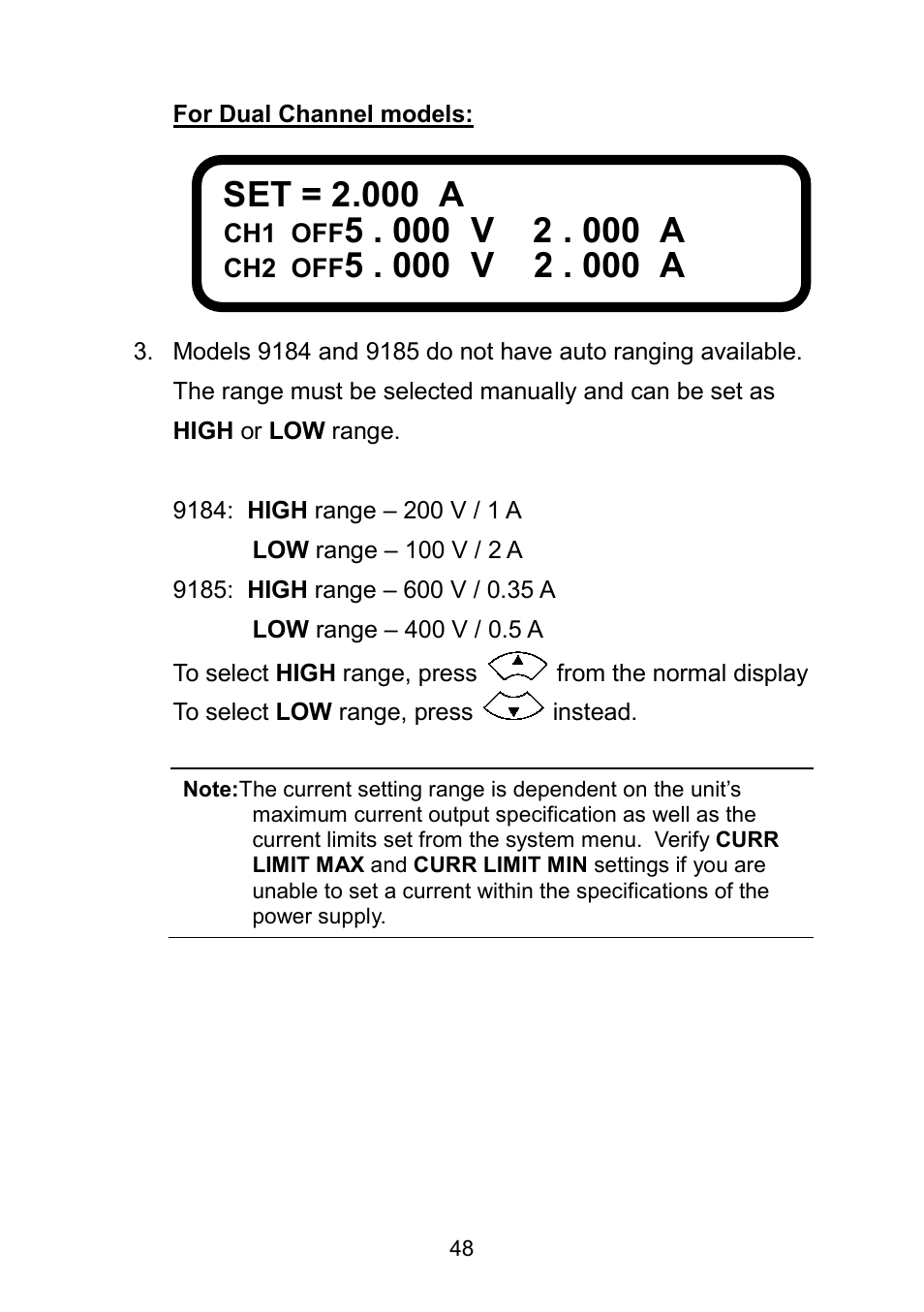Set = 2.000 a | B&K Precision 9171-9174 - Manual User Manual | Page 60 / 187