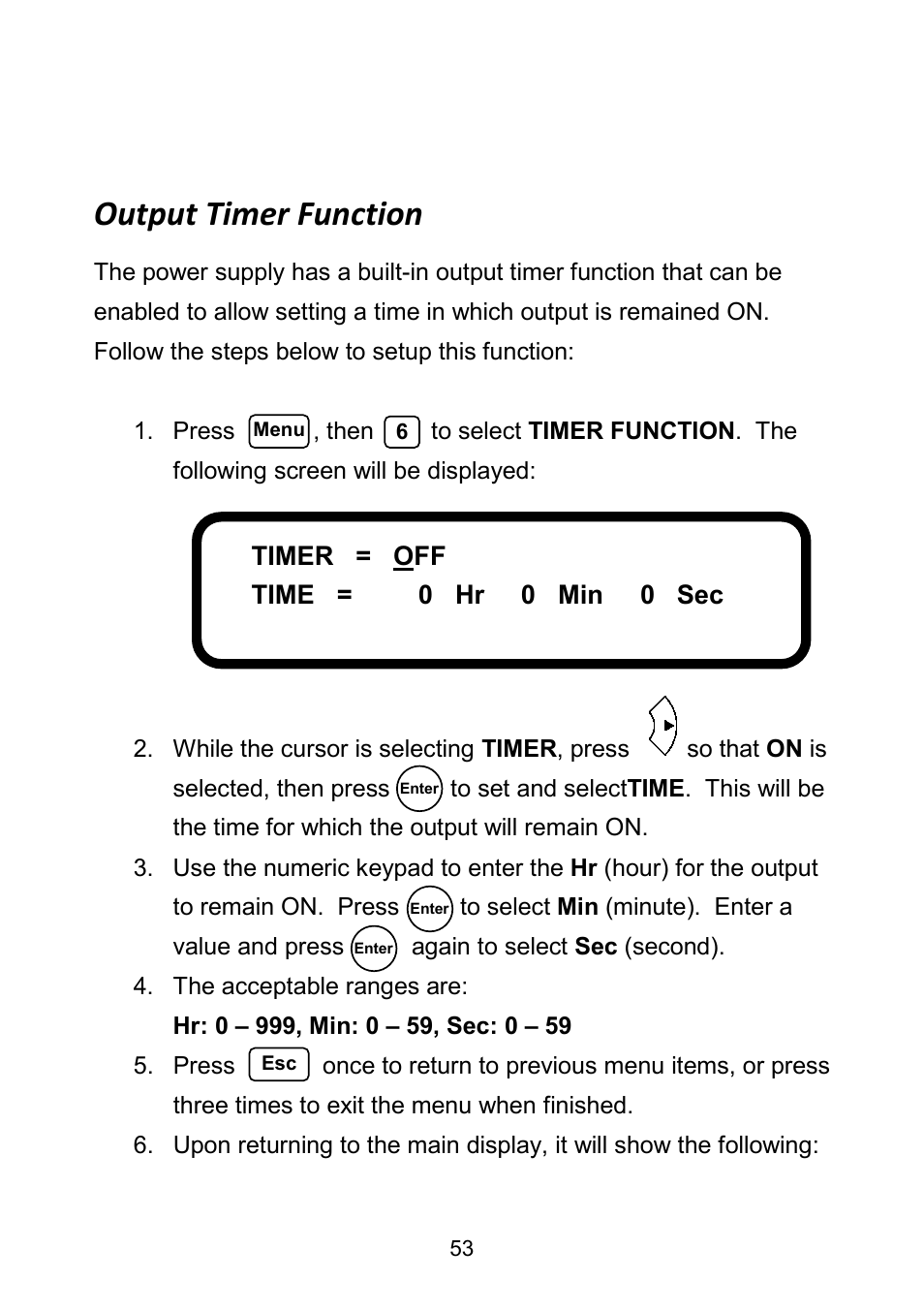 Output timer function | B&K Precision 9171-9174 - Manual User Manual | Page 65 / 187