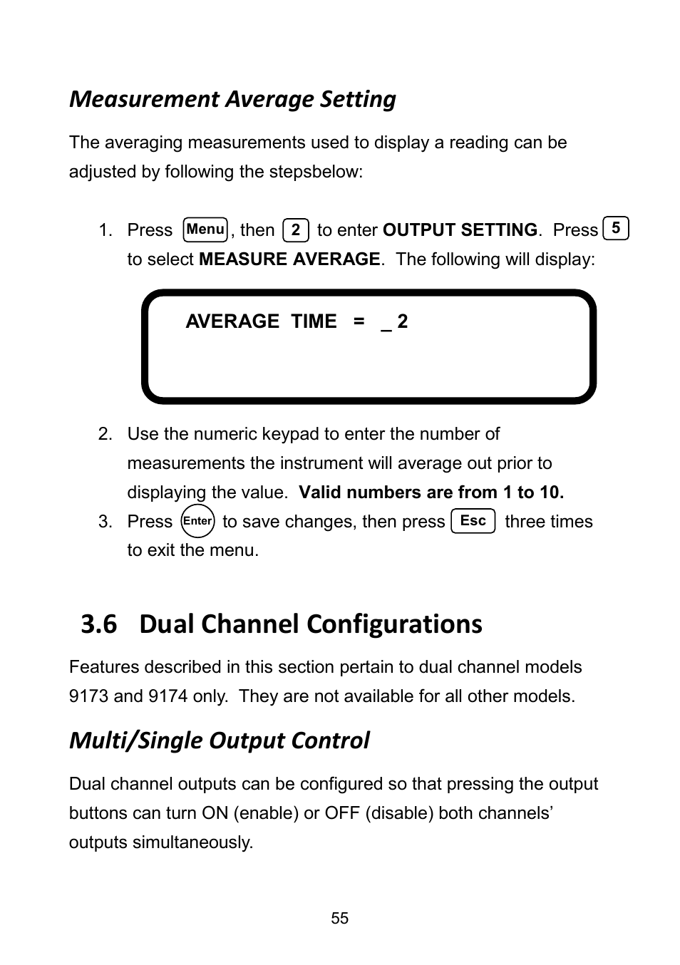 Measurement average setting, 6 dual channel configurations, Multi/single output control | Dual channel configurations | B&K Precision 9171-9174 - Manual User Manual | Page 67 / 187