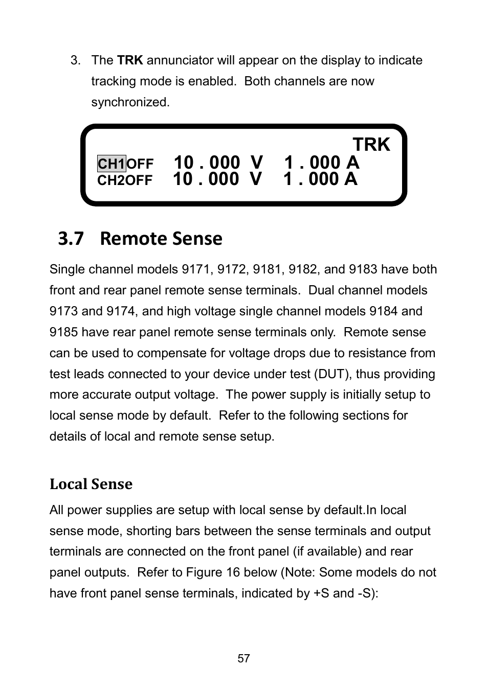 7 remote sense, Local sense, Remote sense | B&K Precision 9171-9174 - Manual User Manual | Page 69 / 187