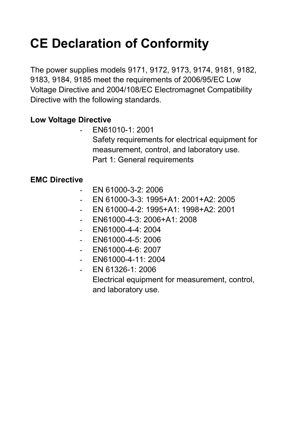 Ce declaration of conformity | B&K Precision 9171-9174 - Manual User Manual | Page 7 / 187