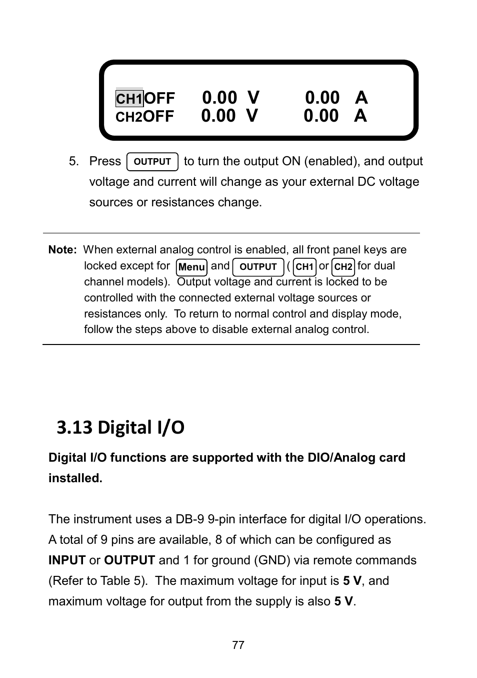13 digital i/o, Digital i/o | B&K Precision 9171-9174 - Manual User Manual | Page 89 / 187