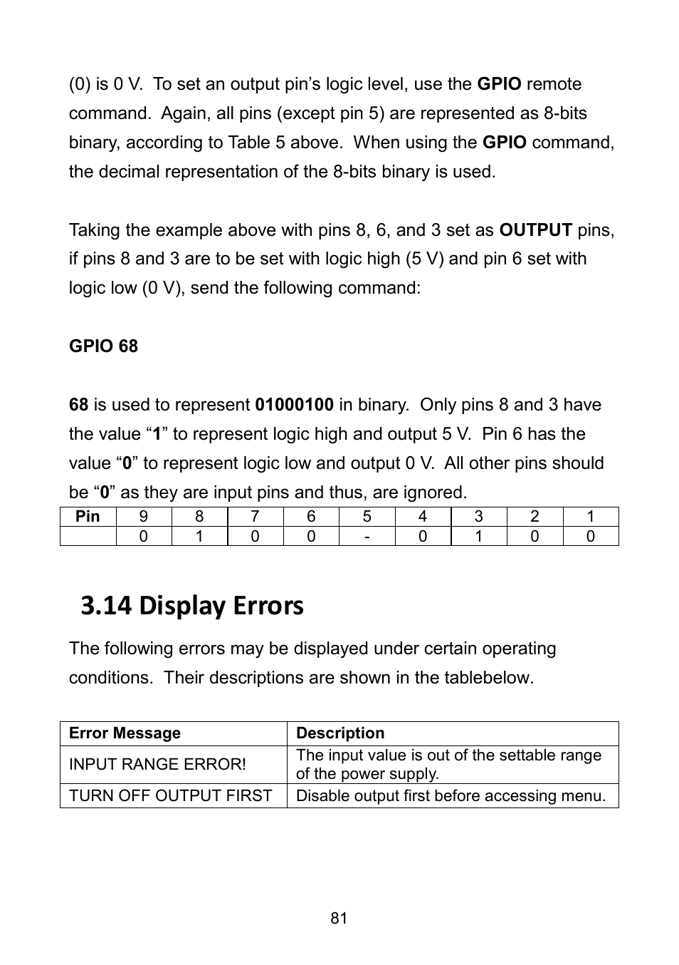 14 display errors, Display errors | B&K Precision 9171-9174 - Manual User Manual | Page 93 / 187