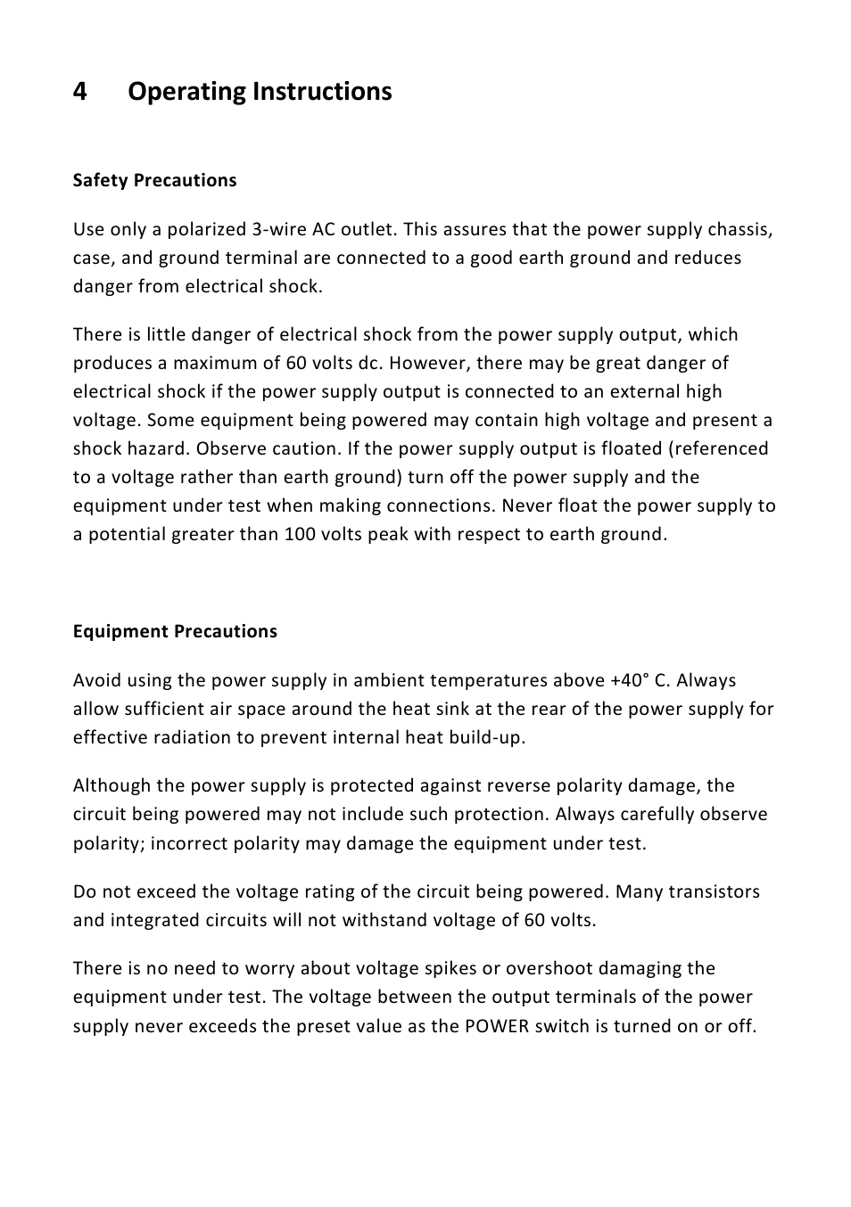 4 operating instructions, Operating instructions | B&K Precision 1747 - Manual User Manual | Page 10 / 37