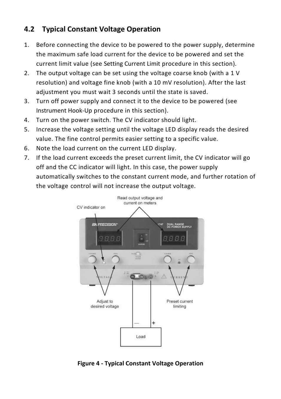 2 typical constant voltage operation, Typical constant voltage operation | B&K Precision 1747 - Manual User Manual | Page 13 / 37