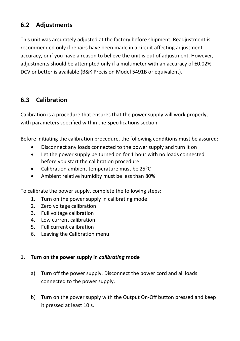 2 adjustments, 3 calibration, Adjustments | Calibration | B&K Precision 1747 - Manual User Manual | Page 24 / 37