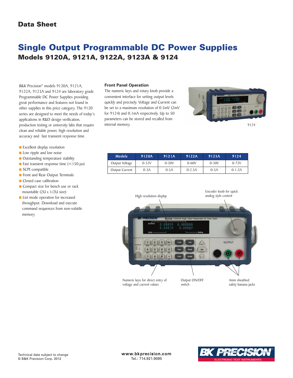 B&K Precision 9124 - Datasheet User Manual | 2 pages