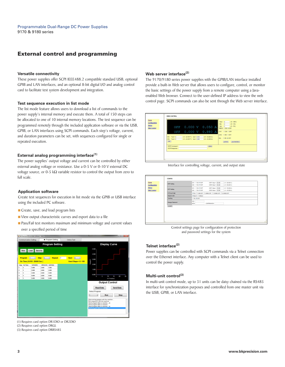 External control and programming | B&K Precision 9180 Series - Datasheet User Manual | Page 3 / 6
