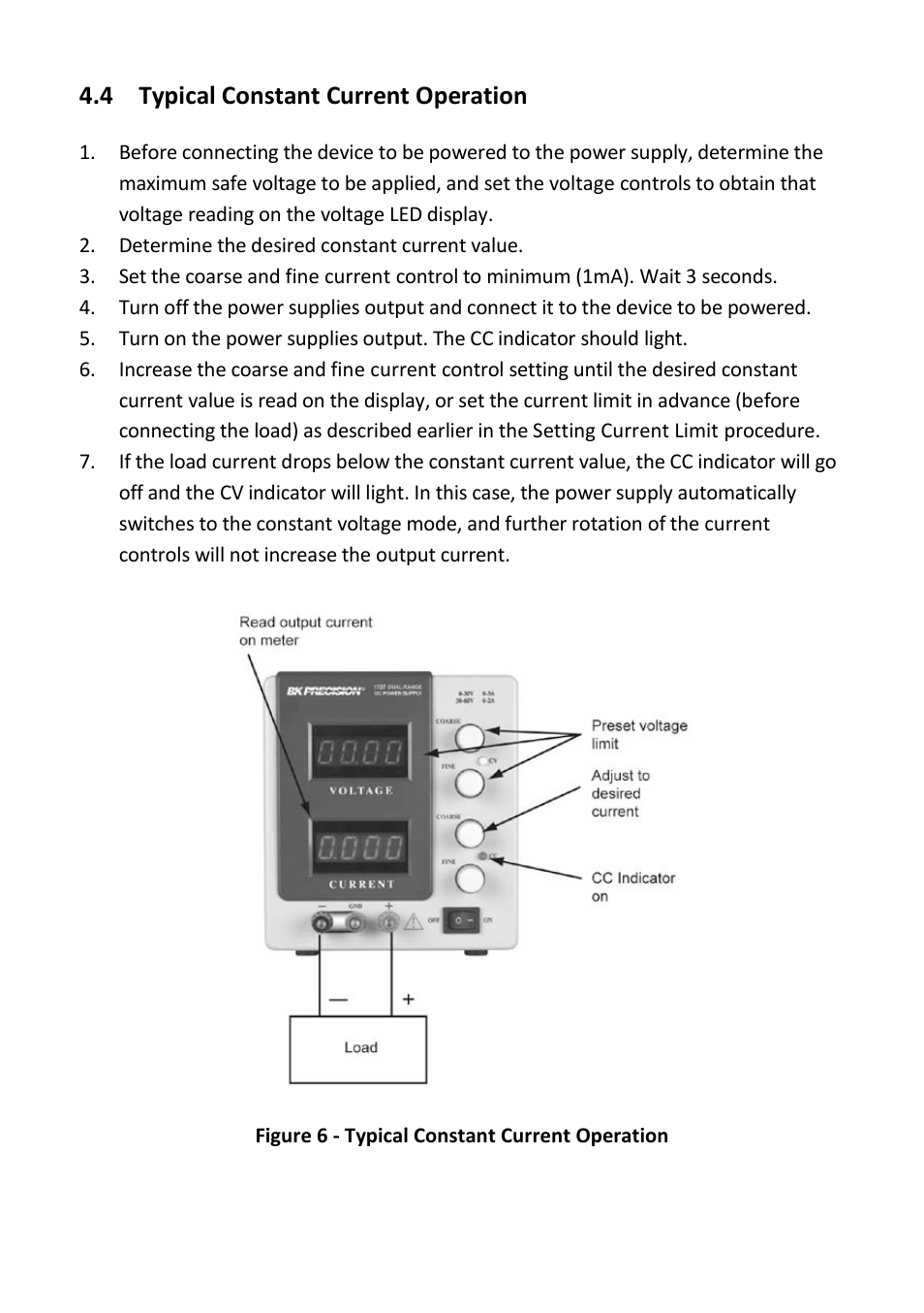 4 typical constant current operation, Typical constant current operation | B&K Precision 1739 - Manual User Manual | Page 16 / 36