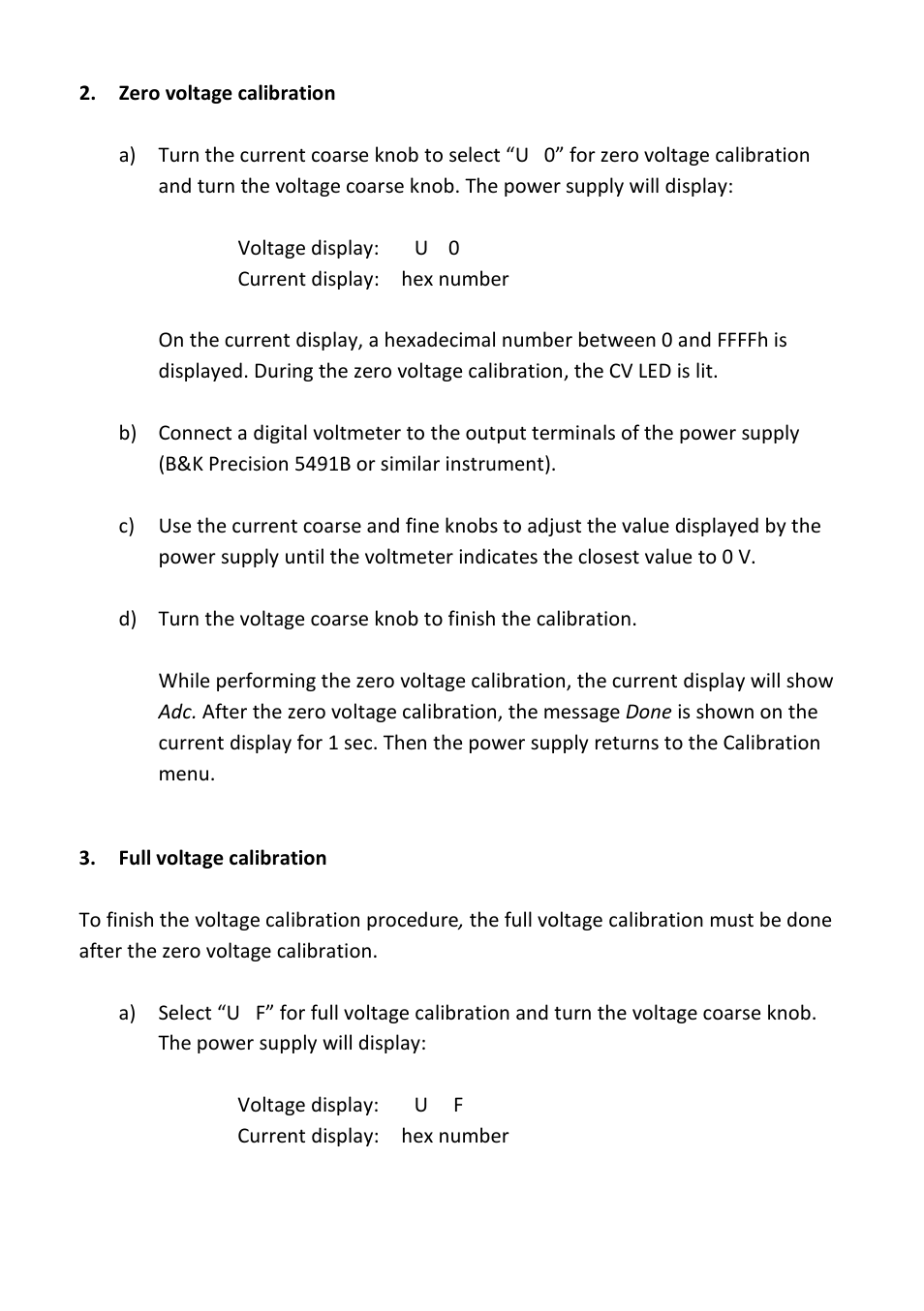 Zero voltage calibration | B&K Precision 1737 - Manual User Manual | Page 25 / 36