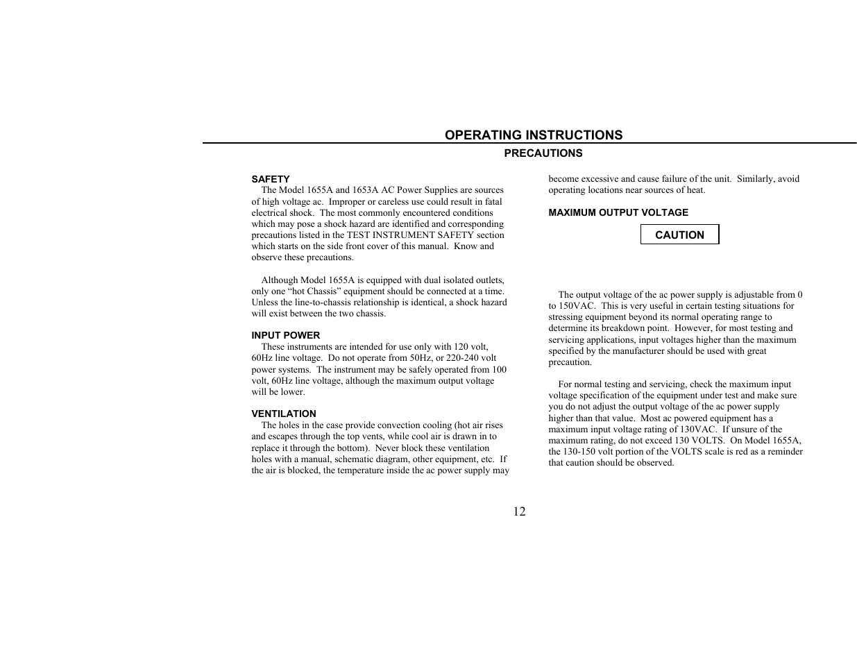 Operating instructions | B&K Precision 1655A - Manual User Manual | Page 14 / 81