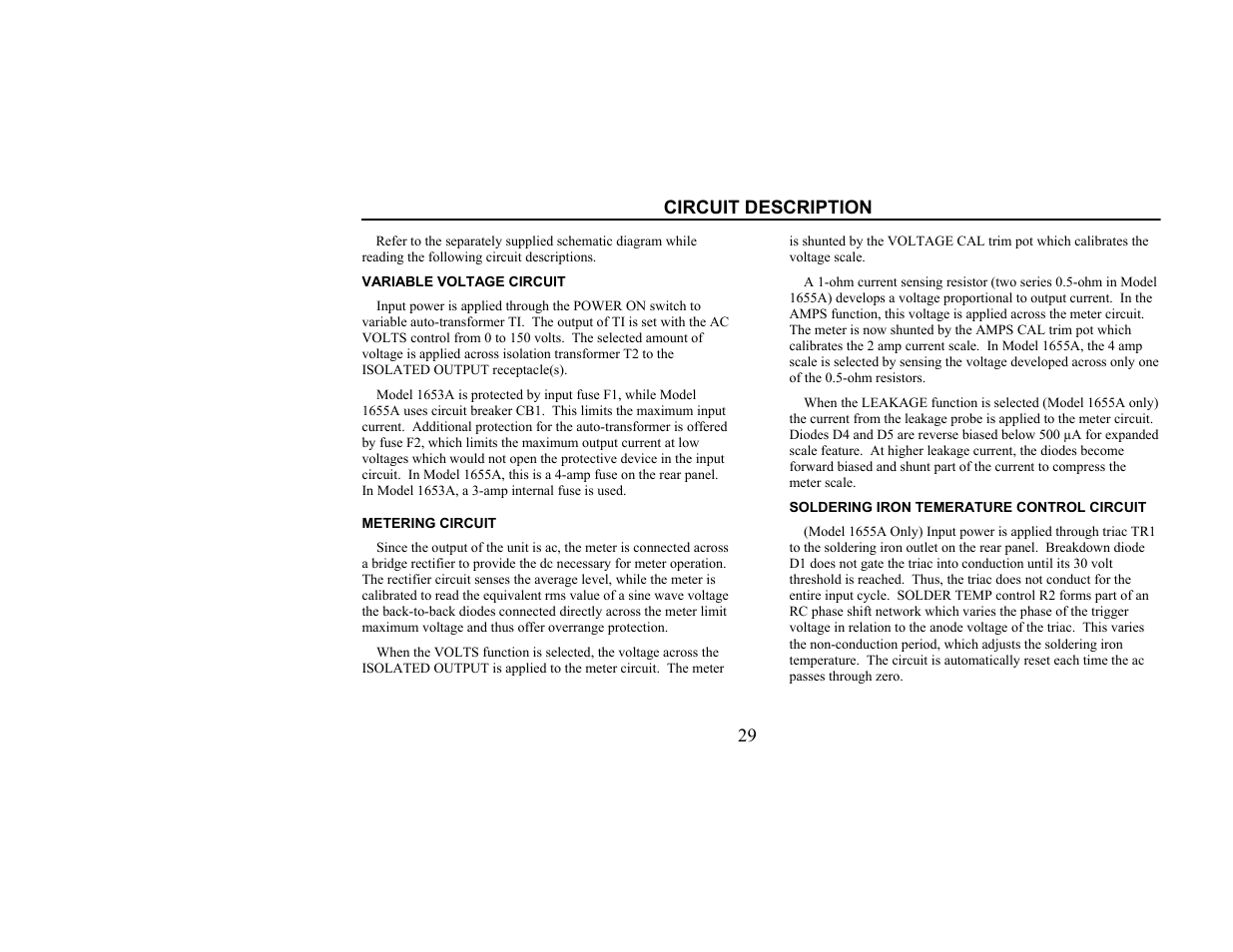 Circuit description | B&K Precision 1655A - Manual User Manual | Page 31 / 81