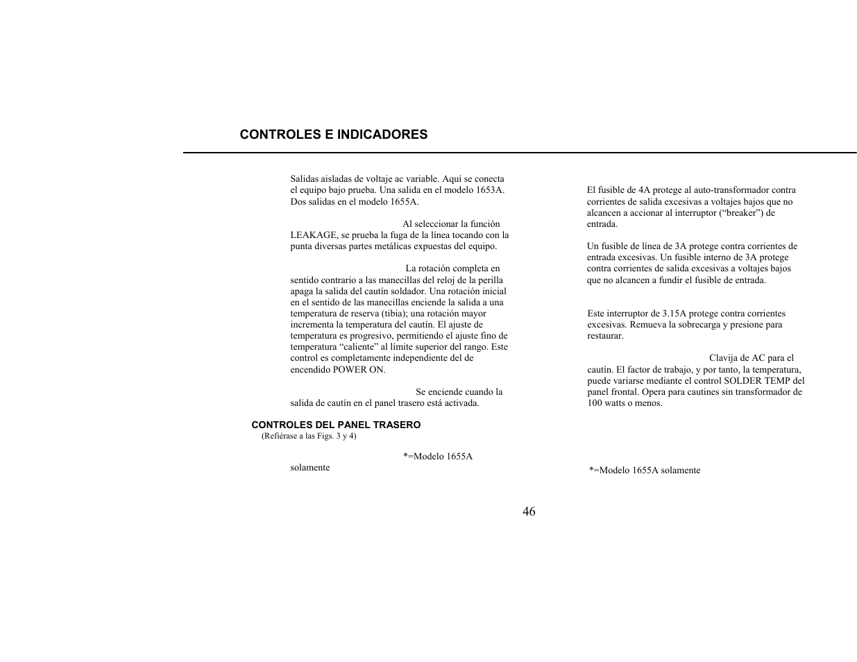 Controles e indicadores | B&K Precision 1655A - Manual User Manual | Page 48 / 81