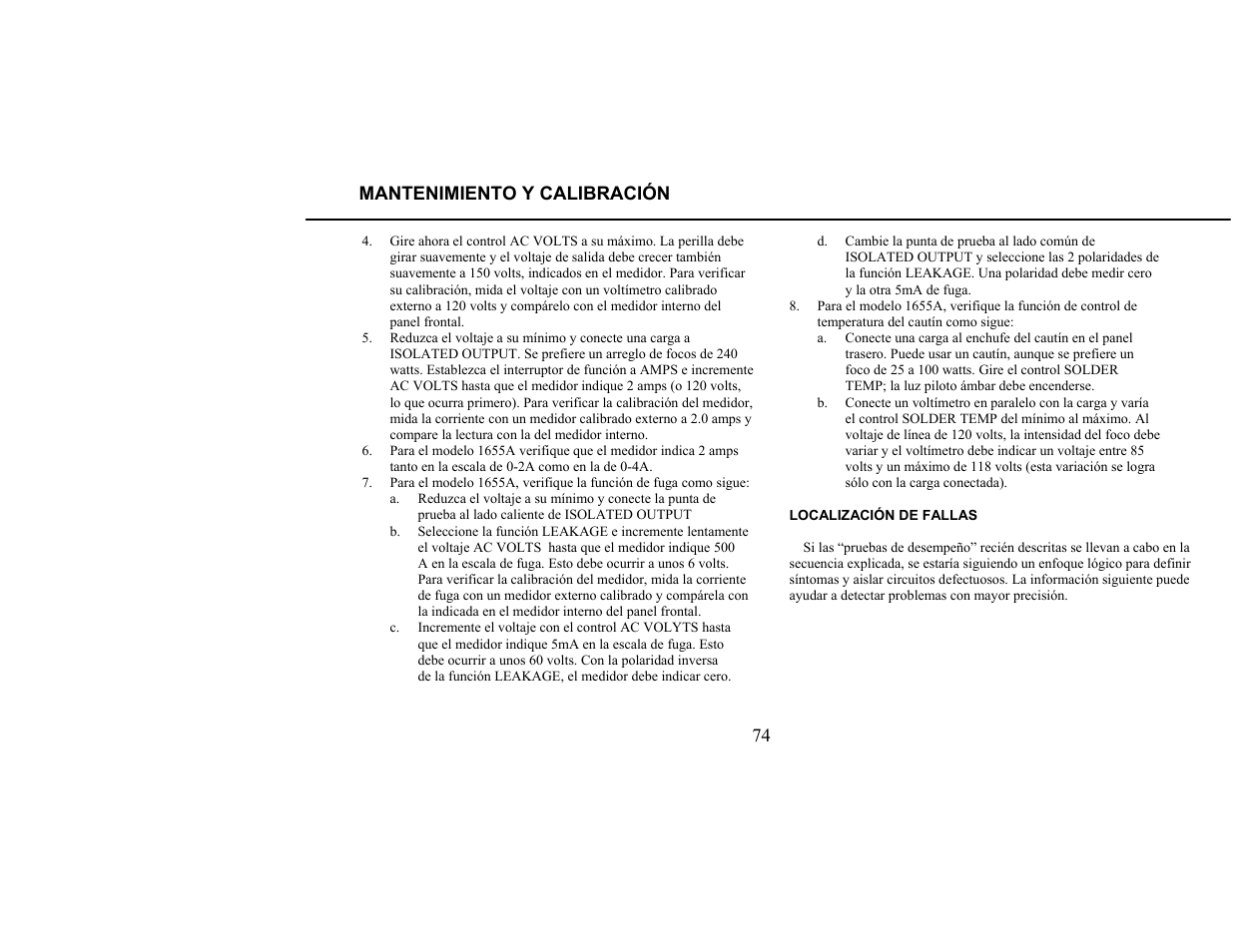 Mantenimiento y calibración | B&K Precision 1655A - Manual User Manual | Page 76 / 81