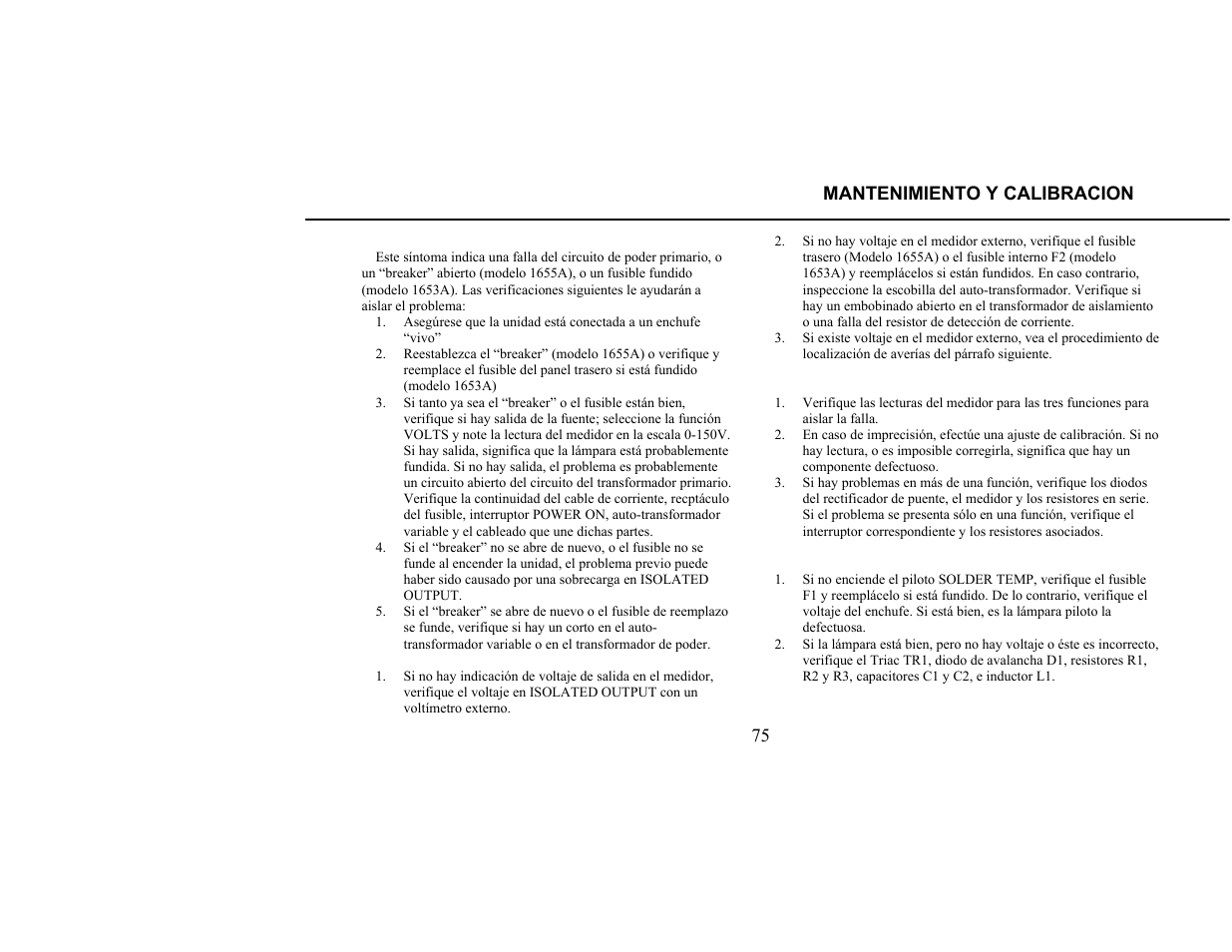 Mantenimiento y calibracion | B&K Precision 1655A - Manual User Manual | Page 77 / 81