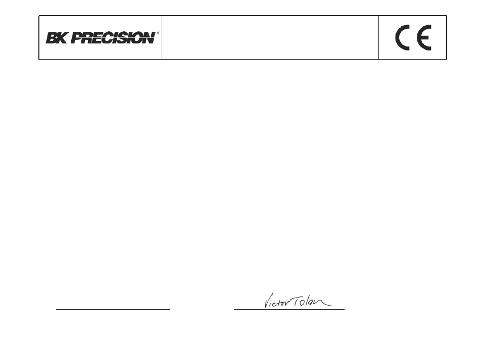 Declaration of ce conformity | B&K Precision 1655A - Manual User Manual | Page 80 / 81