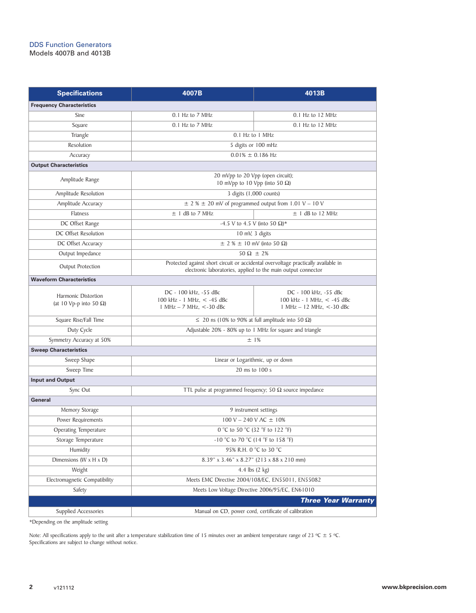 B&K Precision 4007B - Datasheet User Manual | Page 2 / 2
