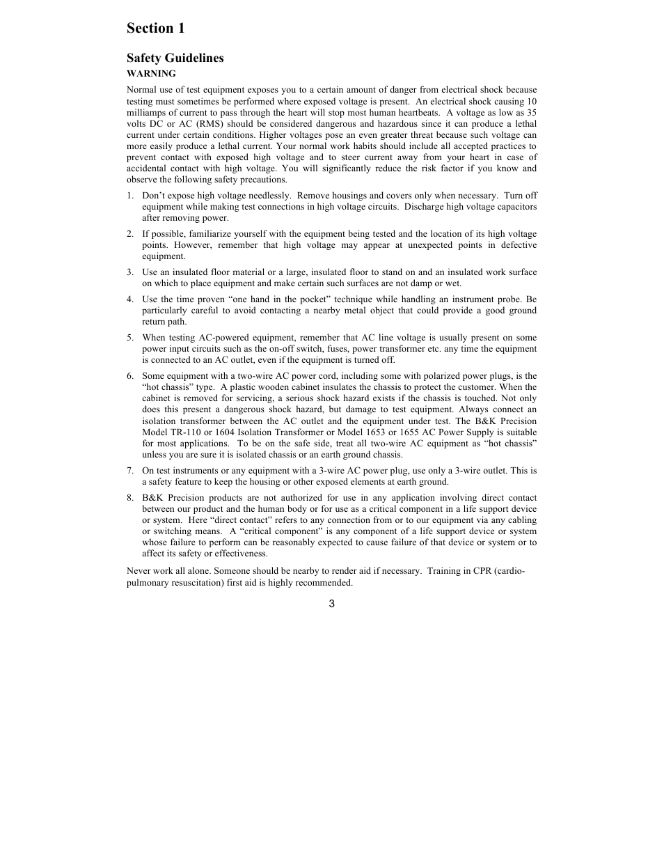Safety guidelines | B&K Precision 4003A - Manual User Manual | Page 3 / 19