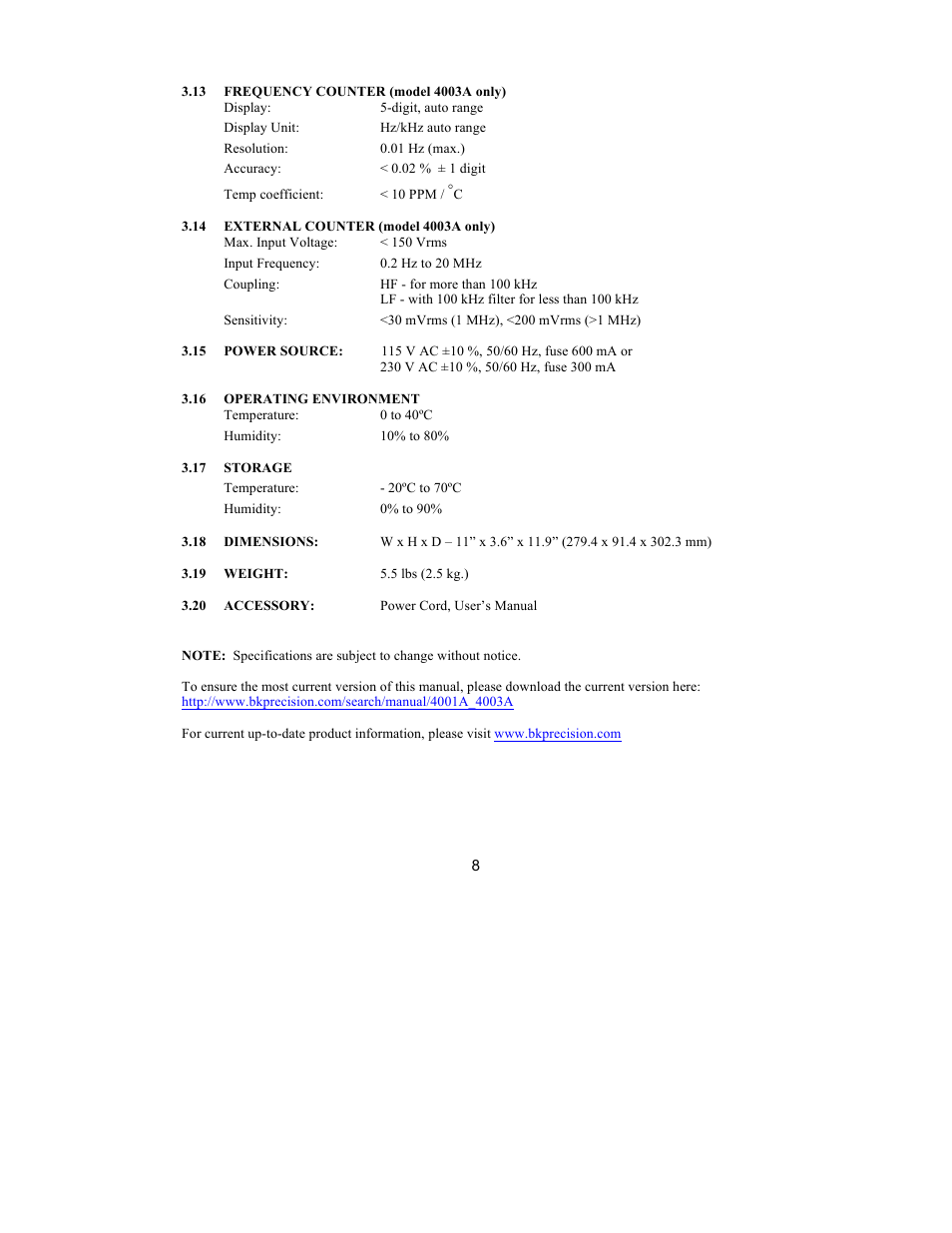 B&K Precision 4003A - Manual User Manual | Page 8 / 19