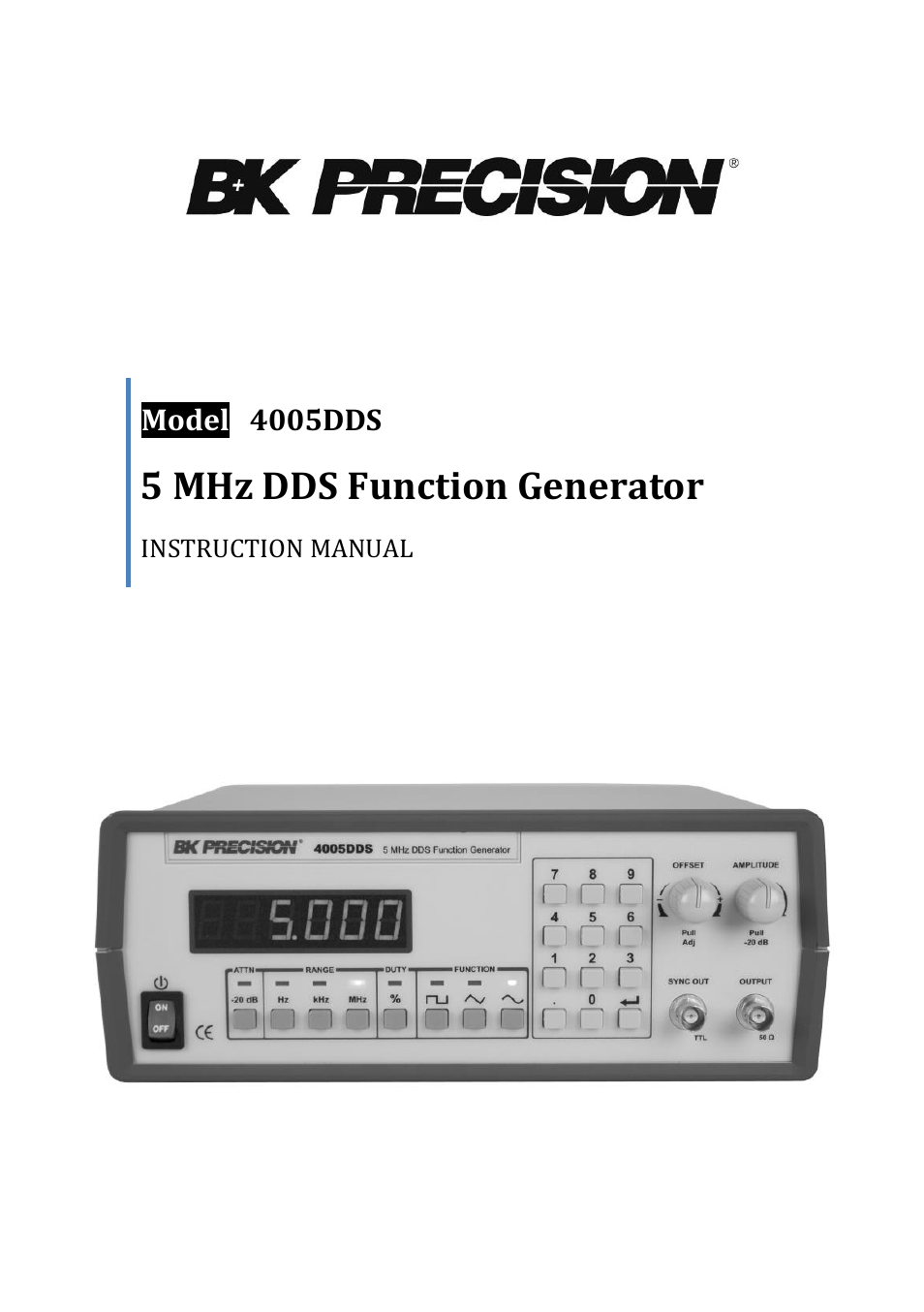 B&K Precision 4005DDS - Manual User Manual | 21 pages