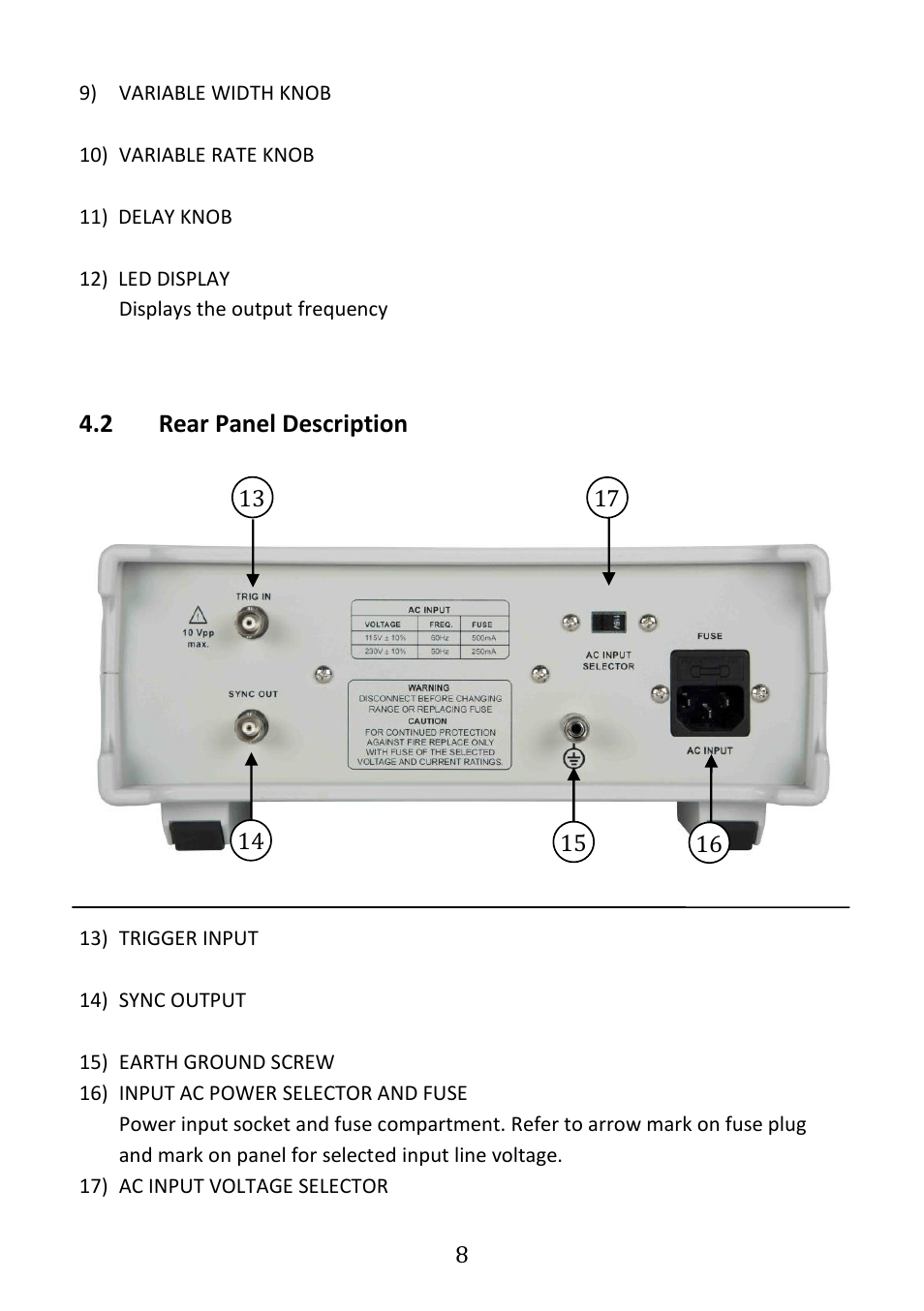 Rear panel description, 2 rear panel description | B&K Precision 4030 - Manual User Manual | Page 10 / 21