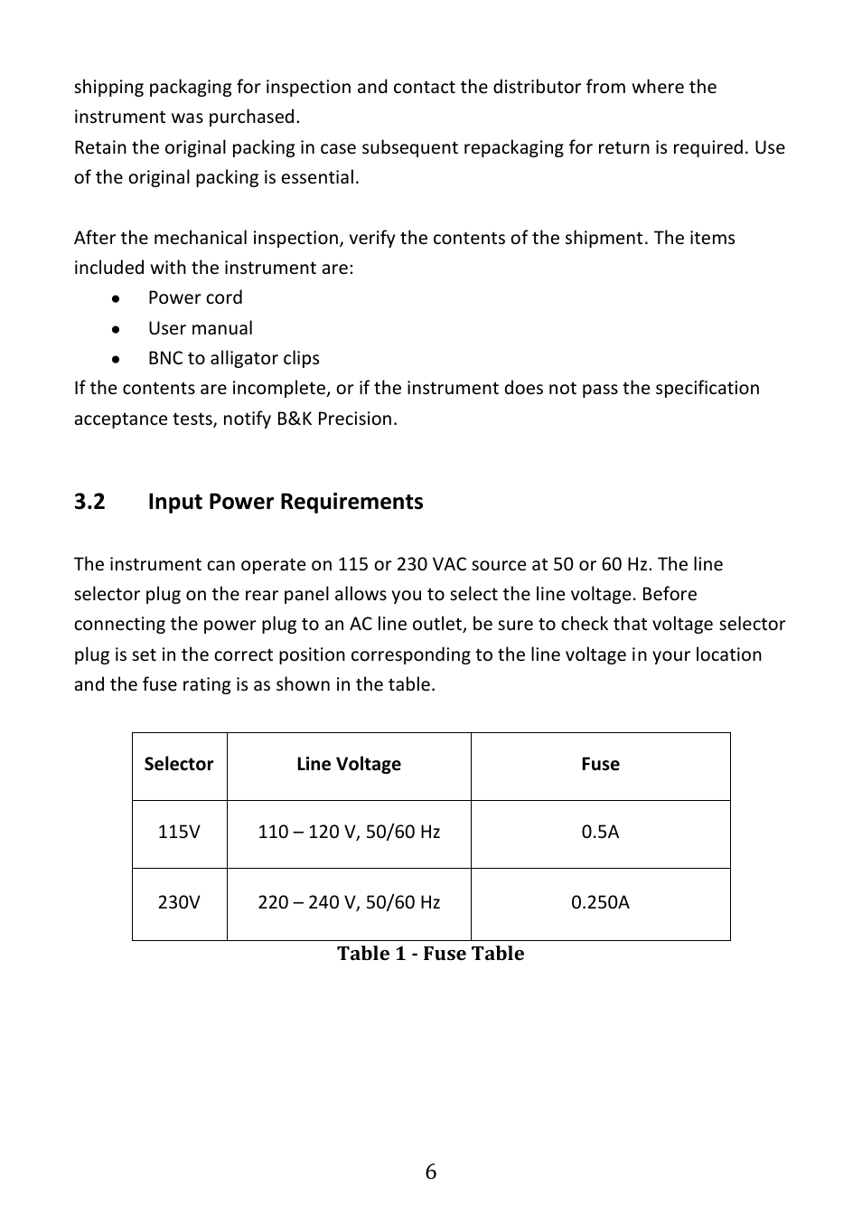 Input power requirements, 2 input power requirements | B&K Precision 4030 - Manual User Manual | Page 8 / 21