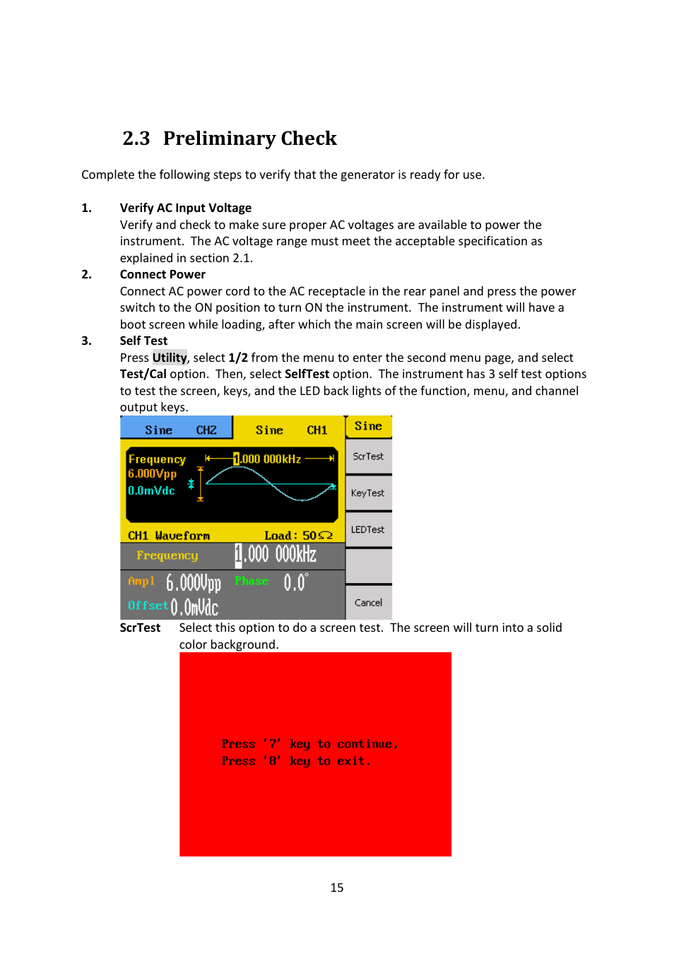 3 preliminary check, Preliminary check | B&K Precision 4052-4055 - Manual User Manual | Page 15 / 78