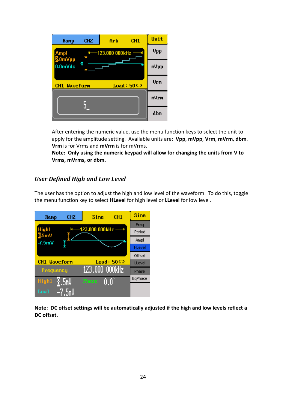 User defined high and low level | B&K Precision 4052-4055 - Manual User Manual | Page 24 / 78