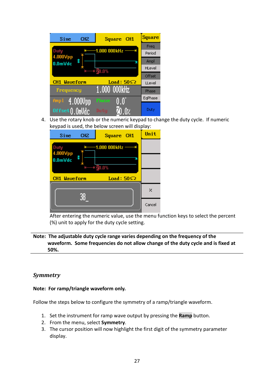 Symmetry | B&K Precision 4052-4055 - Manual User Manual | Page 27 / 78