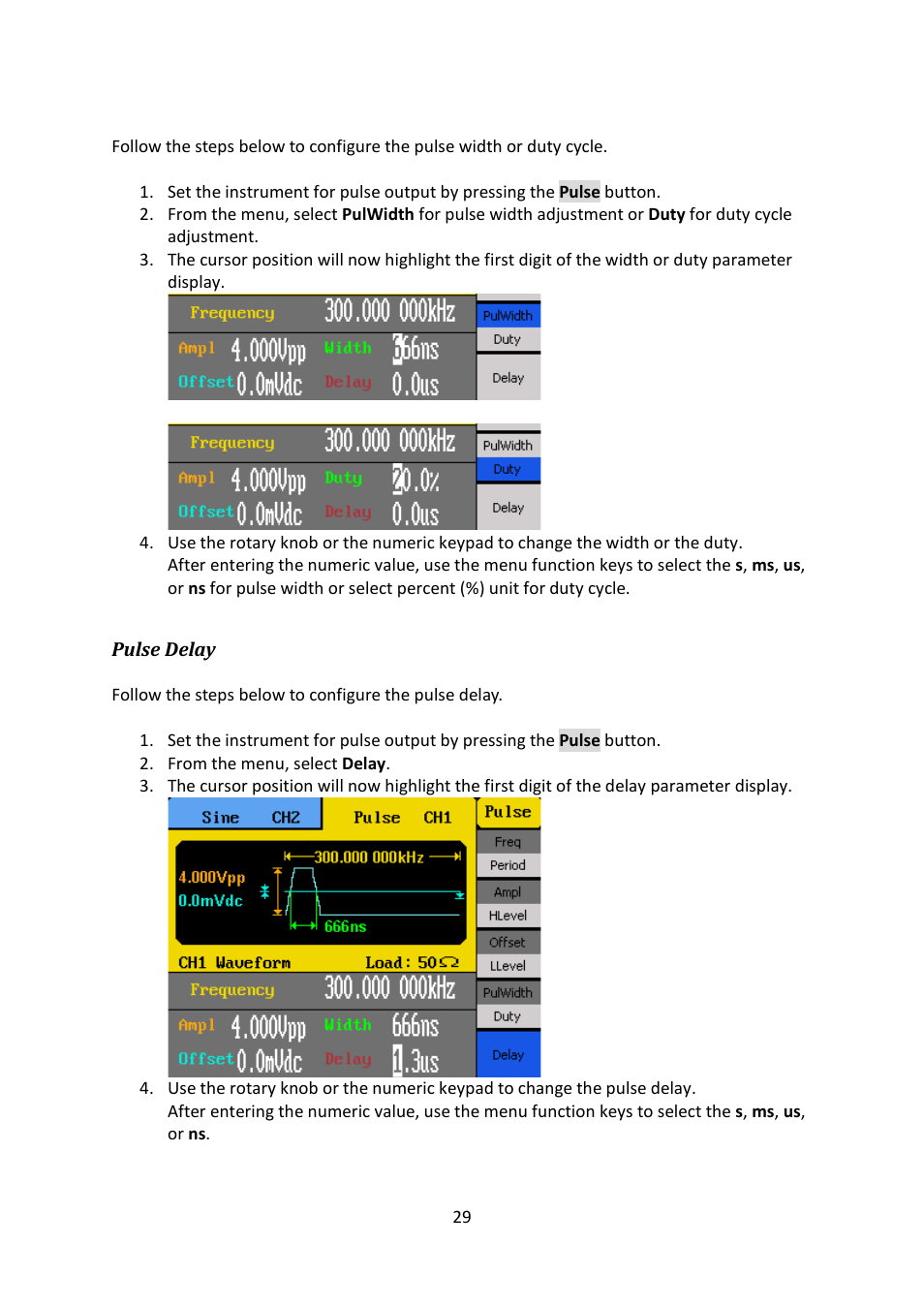 Pulse delay | B&K Precision 4052-4055 - Manual User Manual | Page 29 / 78