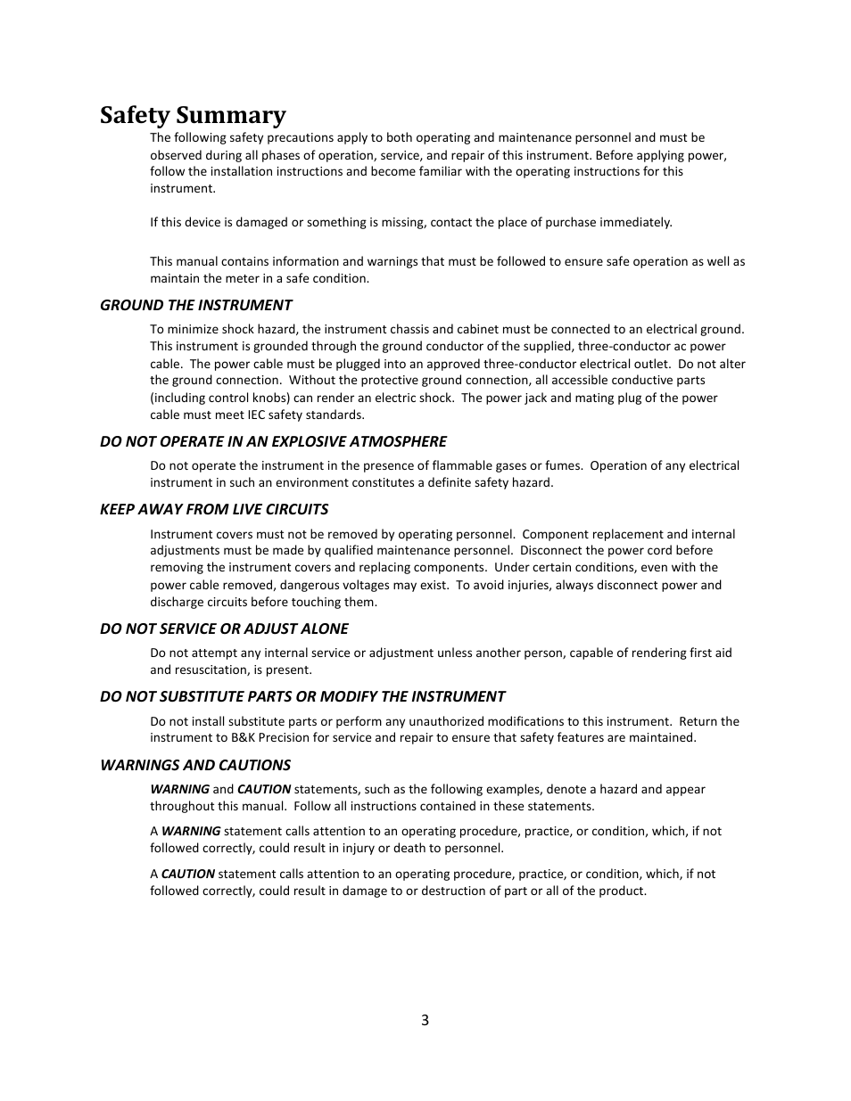 Safety summary | B&K Precision 4052-4055 - Manual User Manual | Page 3 / 78