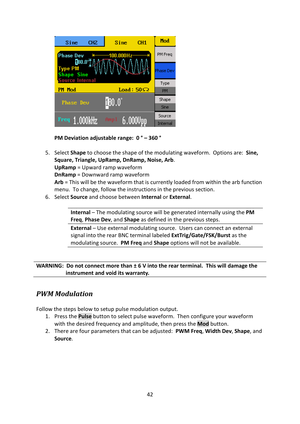 Pwm modulation | B&K Precision 4052-4055 - Manual User Manual | Page 42 / 78