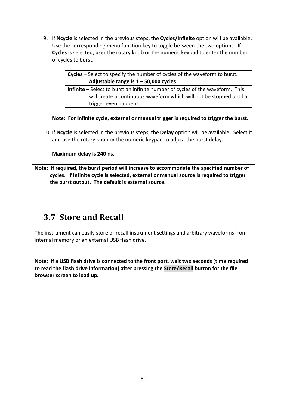7 store and recall, Store and recall | B&K Precision 4052-4055 - Manual User Manual | Page 50 / 78