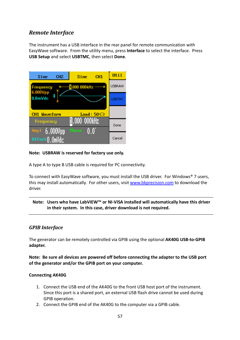 Remote interface, Gpib interface | B&K Precision 4052-4055 - Manual User Manual | Page 57 / 78
