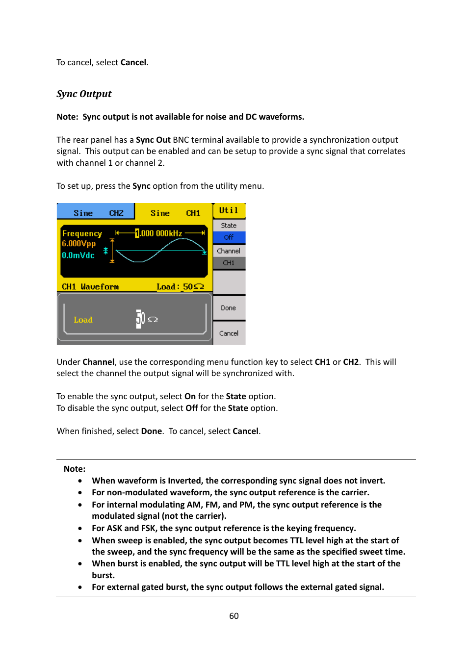 Sync output | B&K Precision 4052-4055 - Manual User Manual | Page 60 / 78