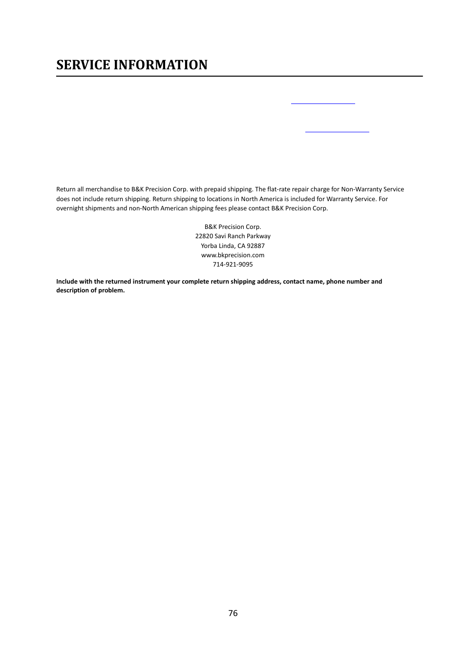 Service information | B&K Precision 4052-4055 - Manual User Manual | Page 76 / 78