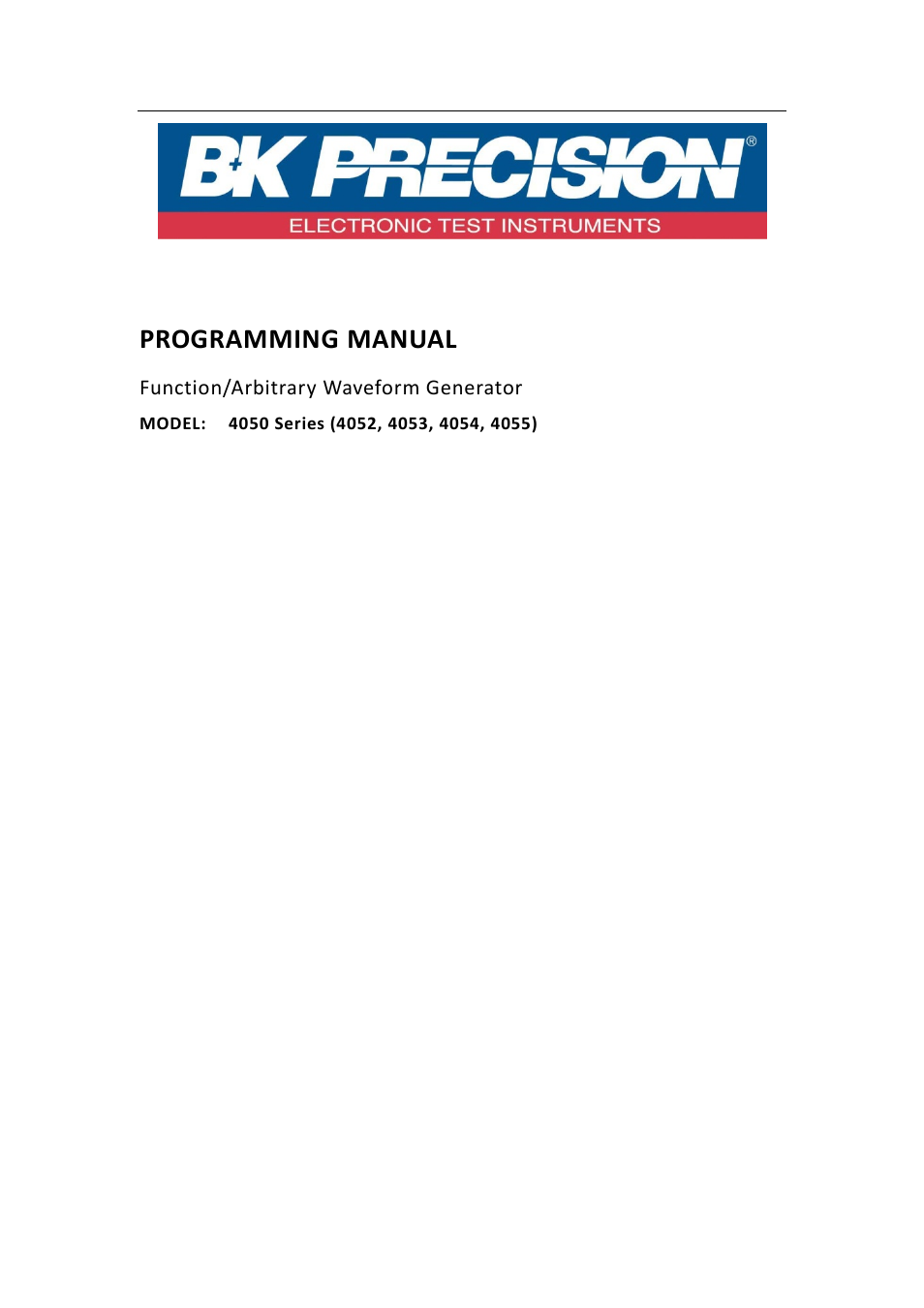 B&K Precision 4052-4055 - Programming Manual User Manual | 33 pages