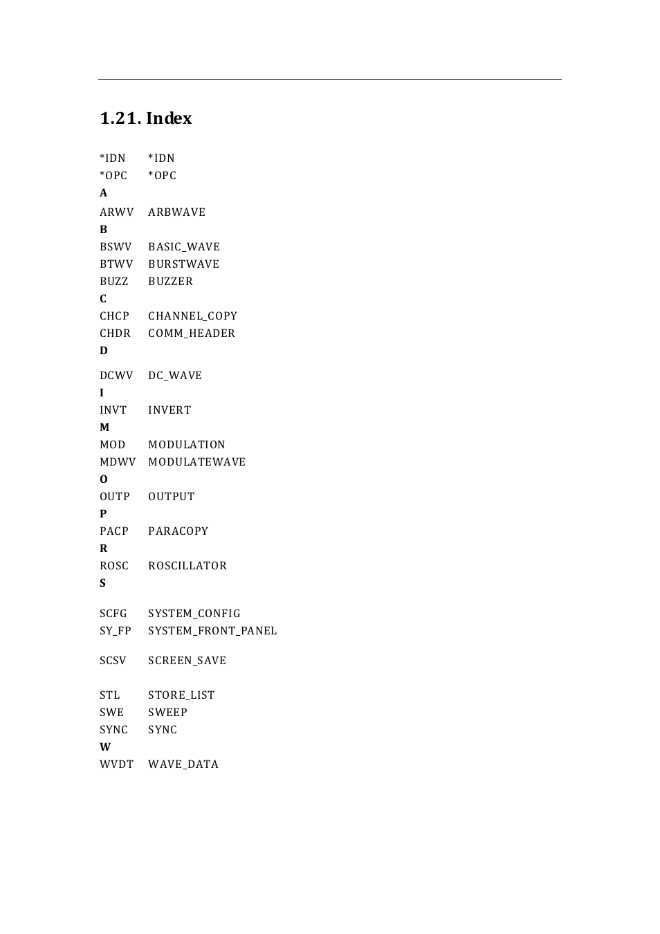 Index | B&K Precision 4052-4055 - Programming Manual User Manual | Page 33 / 33