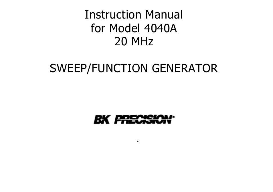 B&K Precision 4040A - Manual User Manual | Page 3 / 25