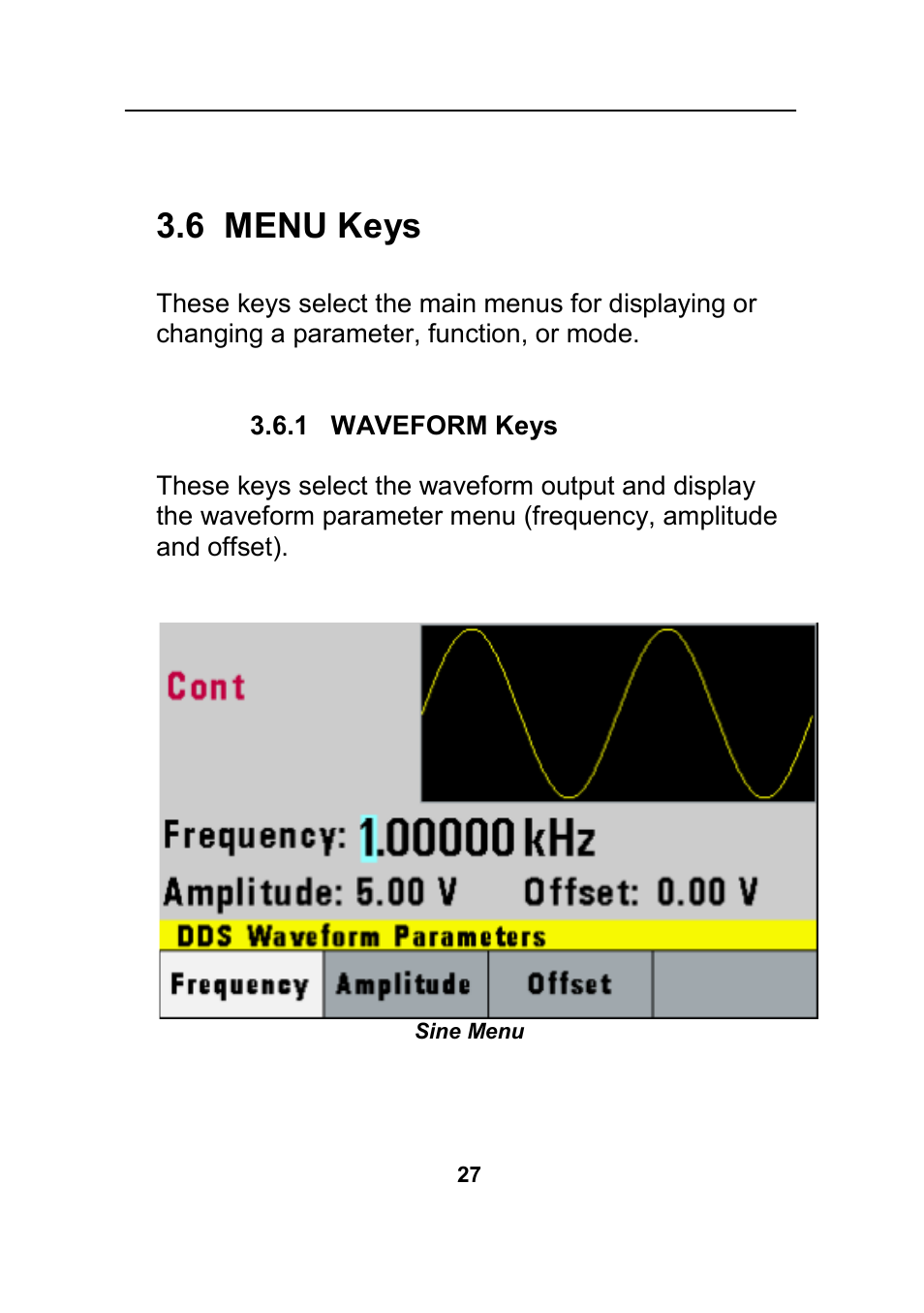 6 menu keys, 1 waveform keys | B&K Precision 4045B - Manual User Manual | Page 27 / 110