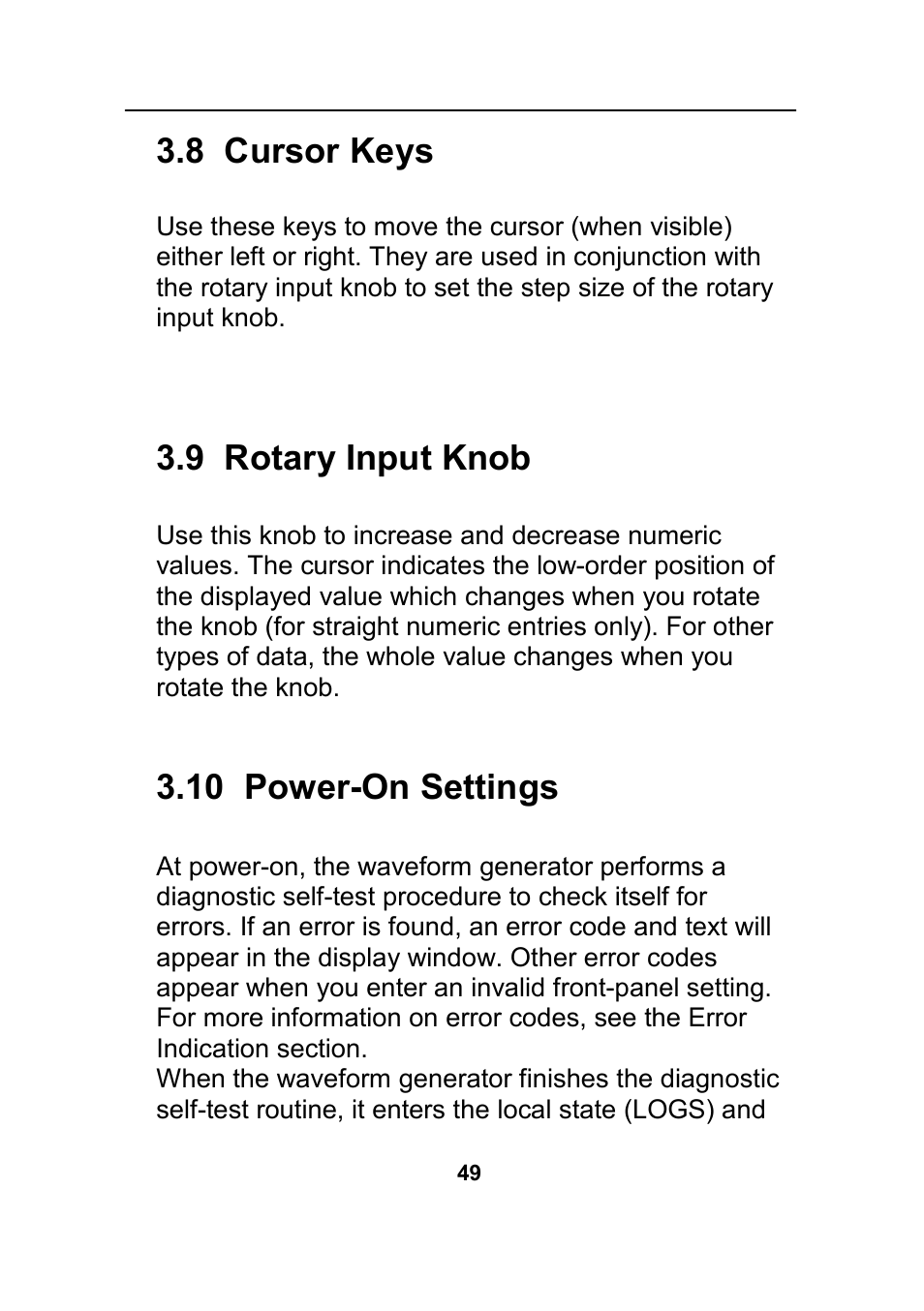 8 cursor keys, 9 rotary input knob, 10 power-on settings | B&K Precision 4045B - Manual User Manual | Page 49 / 110