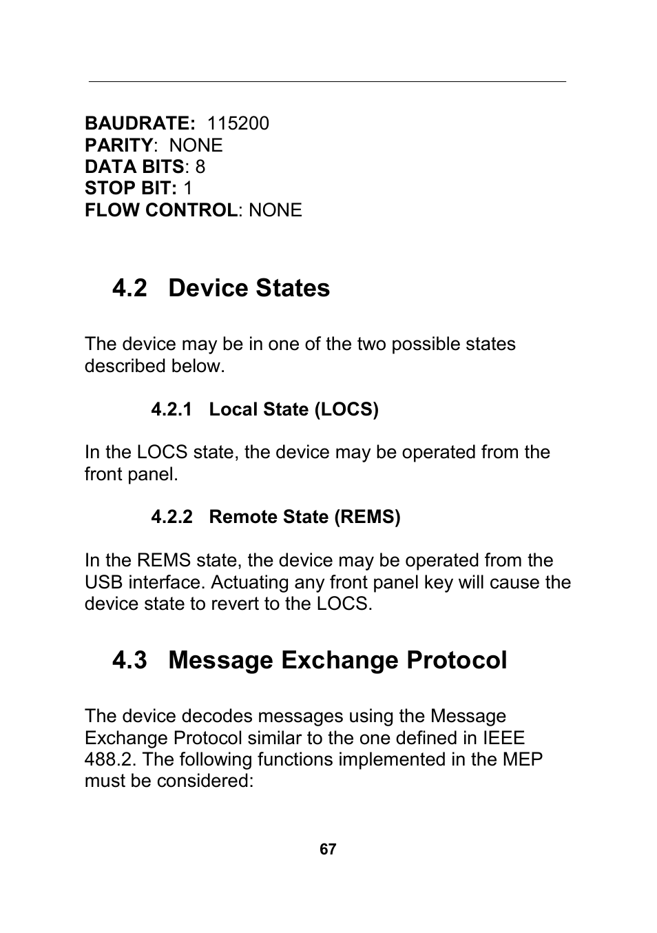 2 device states, 1 local state (locs), 2 remote state (rems) | 3 message exchange protocol | B&K Precision 4045B - Manual User Manual | Page 67 / 110