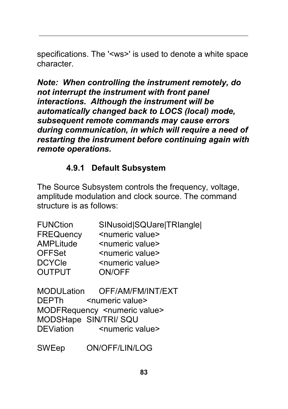 1 default subsystem | B&K Precision 4045B - Manual User Manual | Page 83 / 110