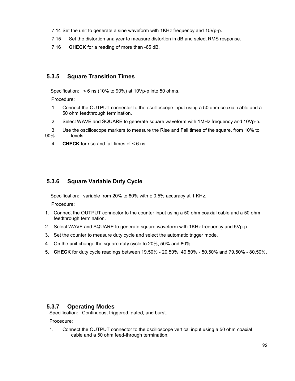 5 square transition times, 6 square variable duty cycle, 7 operating modes | B&K Precision 4079 - Manual User Manual | Page 101 / 106