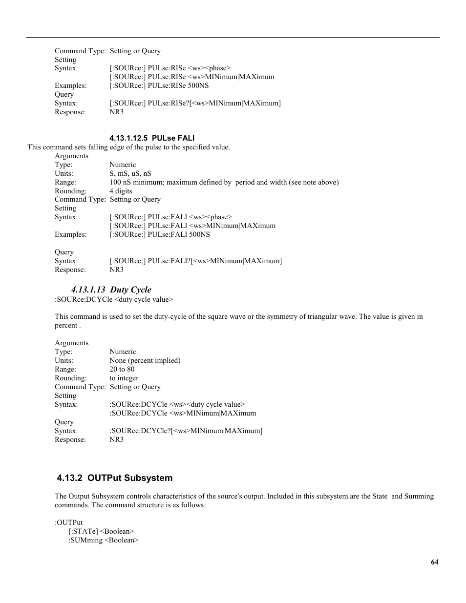 5 pulse fall, 13 duty cycle, 2 output subsystem | B&K Precision 4079 - Manual User Manual | Page 70 / 106