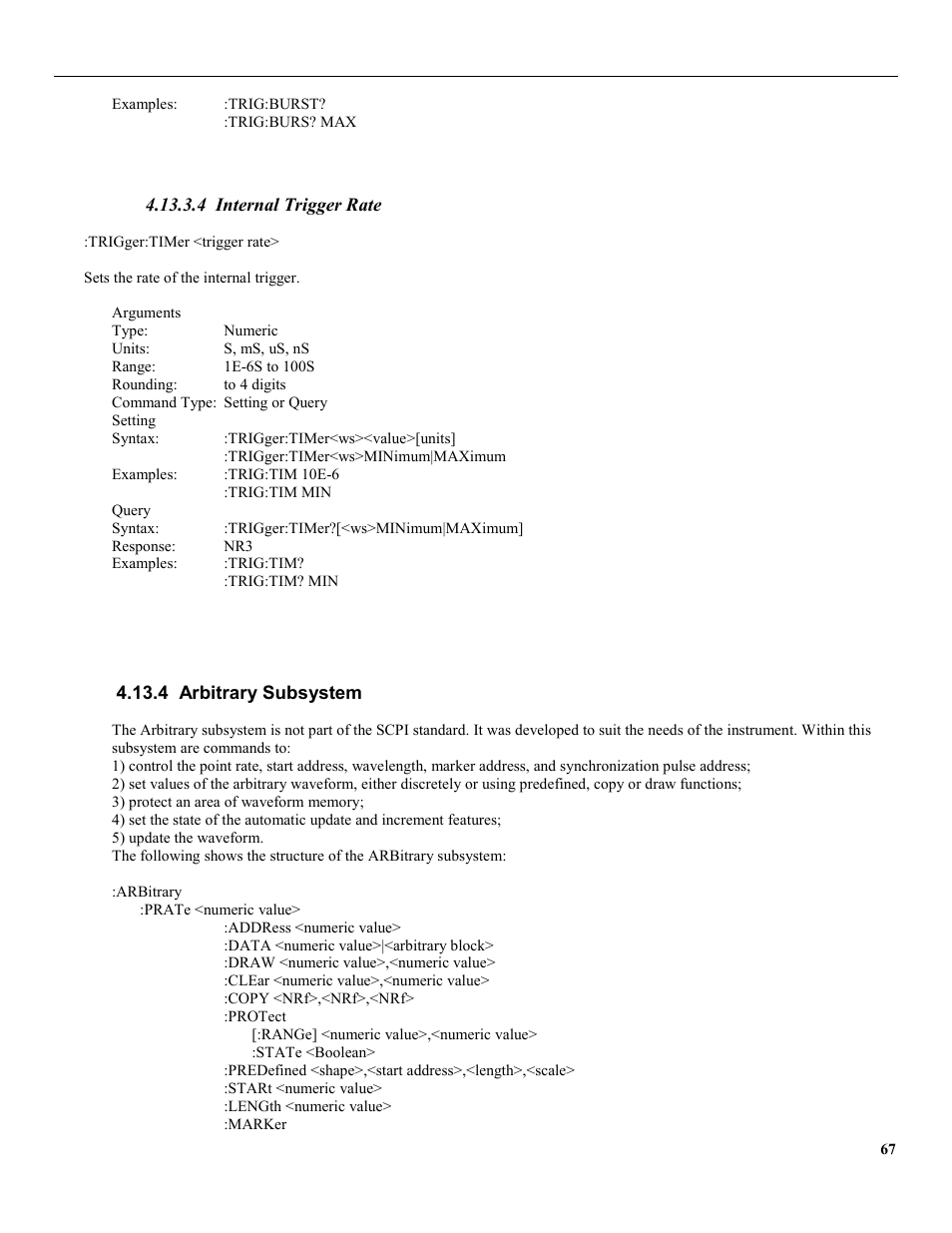 4 internal trigger rate, 4 arbitrary subsystem | B&K Precision 4079 - Manual User Manual | Page 73 / 106