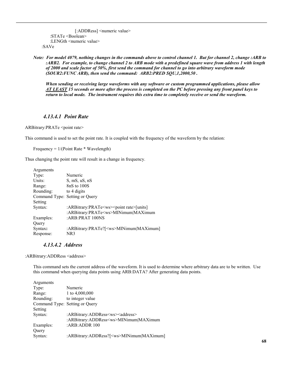 1 point rate, 2 address | B&K Precision 4079 - Manual User Manual | Page 74 / 106