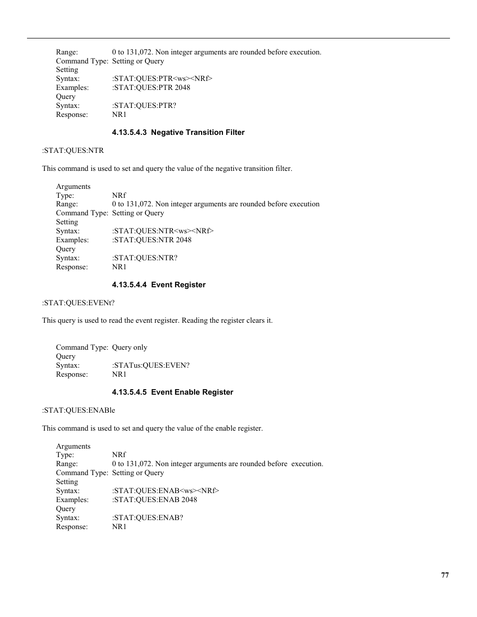 3 negative transition filter, 4 event register, 5 event enable register | B&K Precision 4079 - Manual User Manual | Page 83 / 106